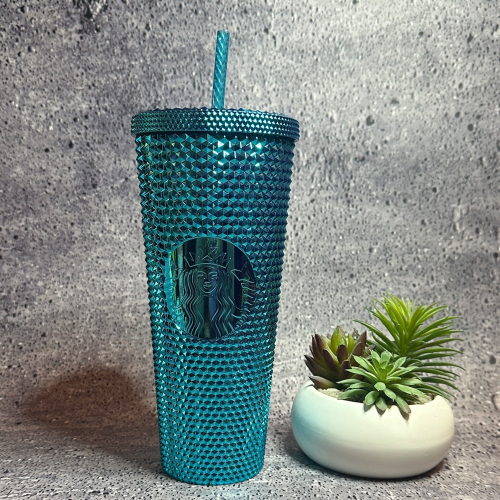 Starbucks Textured Blue Tumbler with Straw